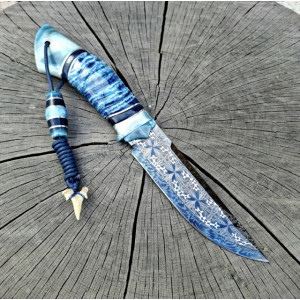 ОКЕАН ніж ручної роботи майстра Павла Гончаренка, сталь мозаїчний дамаск, 59-60 HRC. Photo 2